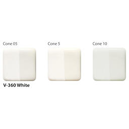 Amaco Lead-Free Velvet Underglaze - White cone 05, cone 5, and cone 10 comparison