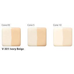 Amaco Lead-Free Velvet Underglaze - Ivory Beige cone 05, cone 5, and cone 10 comparison