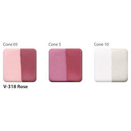 Amaco Lead-Free Velvet Underglaze - Rose cone 05, cone 5, and cone 10 comparison
