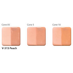 Amaco Lead-Free Velvet Underglaze - Peach cone 05, cone 5, and cone 10 comparison