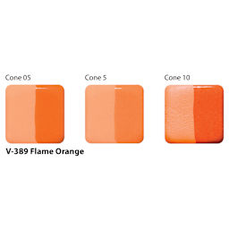 Amaco Lead-Free Velvet Underglaze - Flame Orange cone 05, cone 5, and cone 10 comparison
