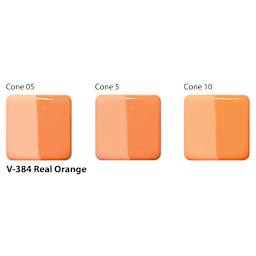 Amaco Lead-Free Velvet Underglaze - Real Orange cone 05, cone 5, and cone 10 comparison