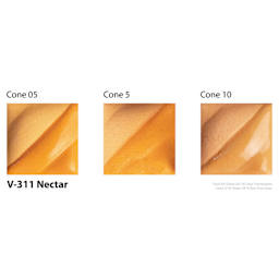 Amaco Lead-Free Velvet Underglaze - Nectar cone 05, cone 5, and cone 10 comparison