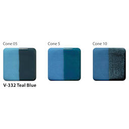 Amaco Lead-Free Velvet Underglaze - Teal Blue cone 05, cone 5, and cone 10 comparison
