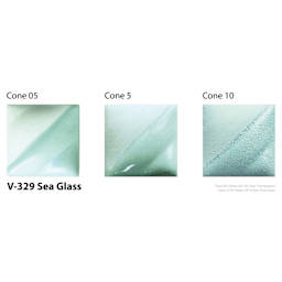 Amaco Lead-Free Velvet Underglaze - Sea Glass Blue cone 05, cone 5, and cone 10 comparison