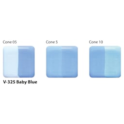 Amaco Lead-Free Velvet Underglaze - Baby Blue cone 05, cone 5, and cone 10 comparison