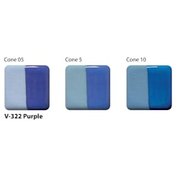 Amaco Lead-Free Velvet Underglaze - Purple cone 05, cone 5, cone 10 comparison