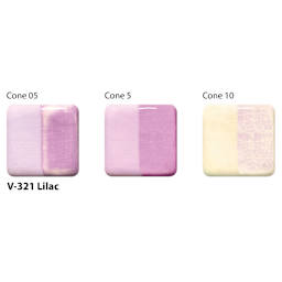 Amaco Lead-Free Velvet Underglaze - Lilac cone 05, cone 5, and cone 10 comparisons