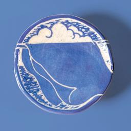 Amaco Lead-Free Velvet Underglaze - Indigo applied to clay surface