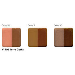 Amaco Lead-Free Velvet Underglaze - Terra Cotta cone 05, cone 5, and cone 10 comparison