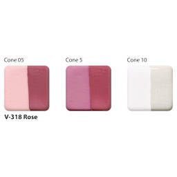 Amaco Lead-Free Velvet Underglaze - Rose cone 05, cone 5, and cone 10 comparison