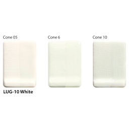 White Amaco LUG Liquid Underglaze fired to Cone 05, Cone 6, and Cone 10.