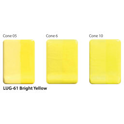 Bright Yellow Amaco LUG Liquid Underglaze fired to Cone 05, Cone 6, and Cone 10.