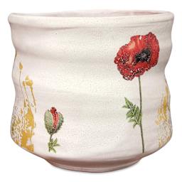 Amaco Low Fire Matte Glaze - Opaque White applied to vessel finished project