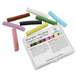 Amaco Underglaze Chalk Crayons, Set No. 1 - Set of 8 packaging and contents