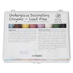 Amaco Underglaze Chalk Crayons, Set No. 1 - Set of 8 front of packaging