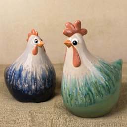 Mayco Pottery Cascade Glazes - finished chicken examples