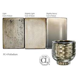 Amaco Potter's Choice Glaze - Pint, Palladium coat gradients and finished example