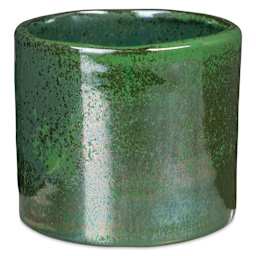 Junebug Amaco Potter's Choice Glaze applied to a vessle and fired to Cone 5.