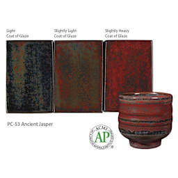 Amaco Potter's Choice Glaze - Pint, Ancient Jasper coat gradients and finished example