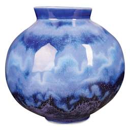 Amaco Potter's Choice Flux Glaze - Pint, Midnight Run finished spherical vase example
