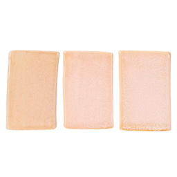 Amaco Potter's Choice Flux Glaze - Pint, Flux Blossom coat gradients left to right: light, slightly light, and slightly heavy