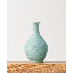 Blue Stone Amaco Potter's Choice Glaze applied to a vase.