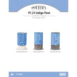 Indigo Float Amaco Potter's Choice Glaze - 3 coats applied to Applied to White Chocolate No. 16 clay; Milk Chocolate No. 30 clay; and Dark Chocolate No. 32 clay. 