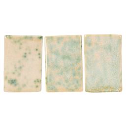 Amaco Potter's Choice Flux Glaze - Pint, Moss Mist coat gradients left to right: light, slightly light, and slightly heavy