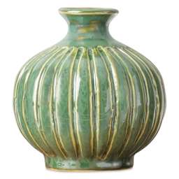 Emerald Falls Amaco Potter's Choice Glaze applied to a vase.