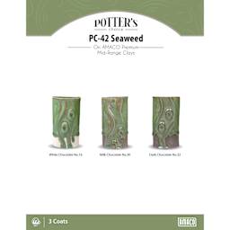 Seaweed Amaco Potter's Choice Glaze - 3 coats applied to Applied to White Chocolate No. 16 clay; Milk Chocolate No. 30 clay; and Dark Chocolate No. 32 clay. 