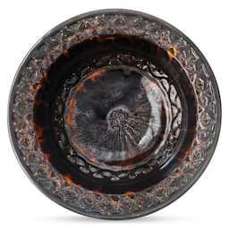 Amaco Potter's Choice Glaze - Aventurtine applied to a bowl with a decorative edge