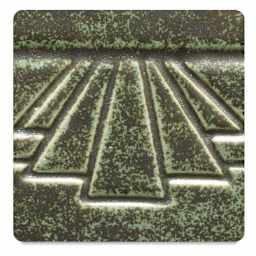 Amaco Potter's Choice Glazes - Art Deco Green, PC-48. Color sample, light-dark color contrast.