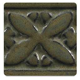 Amaco Potter's Choice Glazes - Ironstone, PC-36. Color sample in mottled green-brown colors.