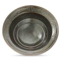 Cosmic Tea Dust Amaco Potter's Choice Glaze applied to a dish.