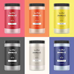 Speedball Ceramic Underglaze - Set of 6, 16 oz (Jars with swatches)