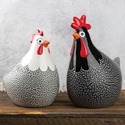 Mayco Cobblestone Glaze - finished chicken statue examples