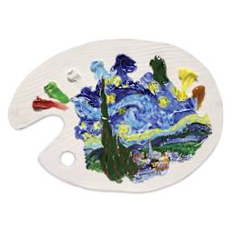 Amaco Teacher's Palette Glazes on clay palette forming artwork