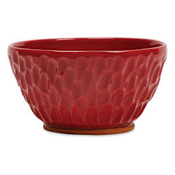 Blick Essentials Gloss Glaze, Candy Apple. Example of use. Fired at Cone 06 on Blick Low Fire Red Clay.