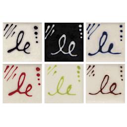 Mayco Designer Liner Set - Examples of lettering possible using colors in 6 pc set
