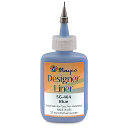 Mayco Designer Liners - Front of Black 1.25 oz bottle shown uncapped to show metal tip