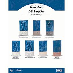Amaco Celadon Glazes - Deep Sea clay comparison