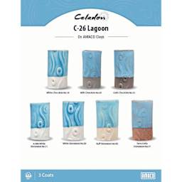 Amaco Celadon Glazes - Lagoon clay comparison