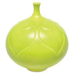 Amaco Satin Matte Glaze - SM-44 Chartreuse applied to upright vase