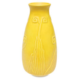 Amaco Satin Matte Glaze - SM-63 Yellow applied to upright vase