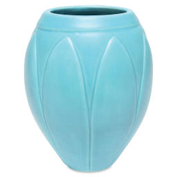 Amaco Satin Matte Glaze - SM-20 Light Blue applied to upright vase