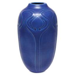 Amaco Satin Matte Glaze - SM-21 Dark Blue applied to upright vase