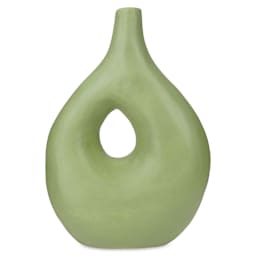 Amaco Satin Matte Glaze - SM-46 Moss, 16 oz applied to upright vase