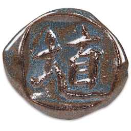 Amaco Shino Lead-Free Glazes- Ceramic Disc swatch showing Acai color , Gloss finish