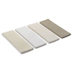 Standard Clay Company 105 White Clay With Grog samples, angled view
